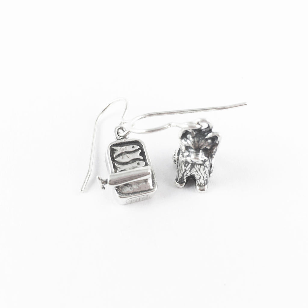 CE - Cat/Sardine Can Earrings - Sterling Silver